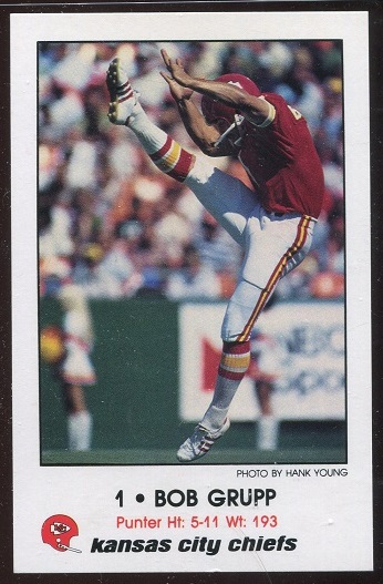 Bob Grupp 1980 Chiefs Police football card