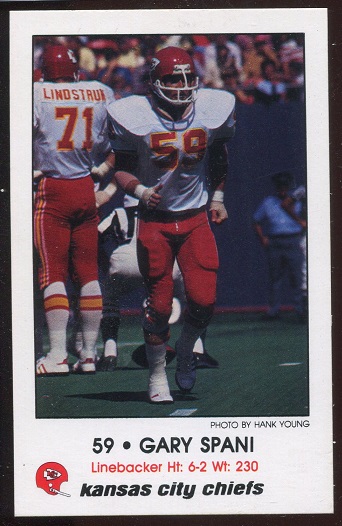 Gary Spani 1980 Chiefs Police football card