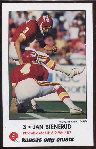 Jan Stenerud 1980 Chiefs Police football card