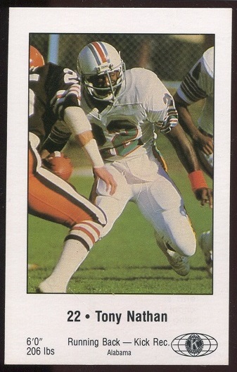 Tony Nathan 1980 Dolphins Police football card