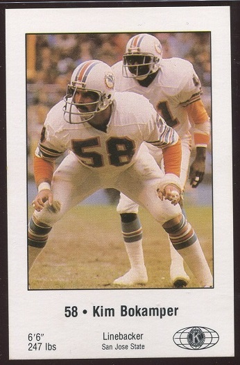 Kim Bokamper 1980 Dolphins Police football card