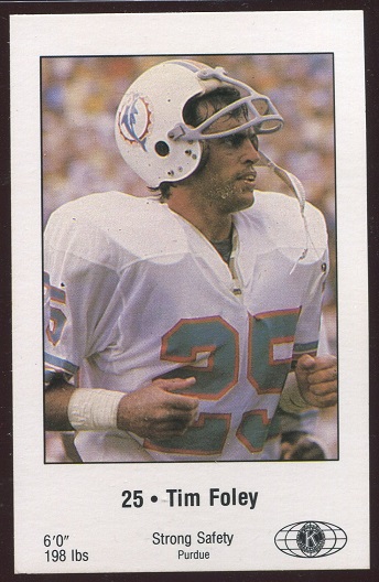 Tim Foley 1980 Dolphins Police football card