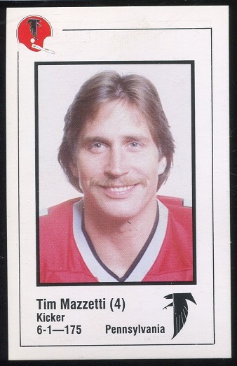 Tim Mazzetti 1980 Falcons Police football card