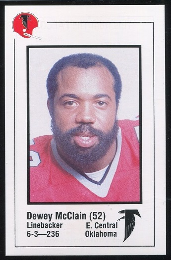 Dewey McClain 1980 Falcons Police football card