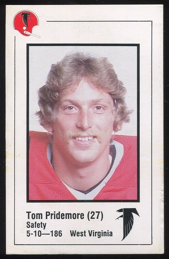 Tom Pridemore 1980 Falcons Police football card