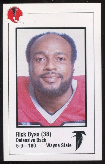 Rick Byas 1980 Falcons Police football card