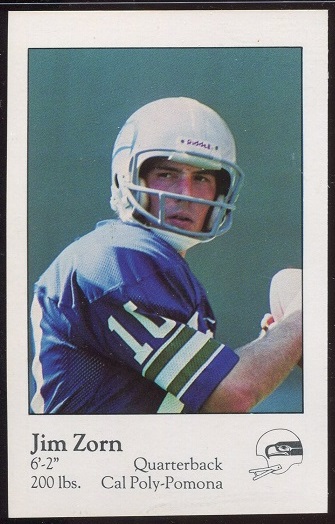 Jim Zorn 1980 Seahawks Police football card