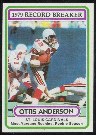 1979 Record Breaker: Ottis Anderson 1980 Topps football card 1979 Record Breaker: Ottis Anderson 1980 Topps football card