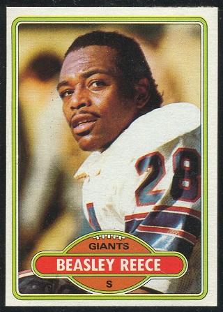 Beasley Reece 1980 Topps football card