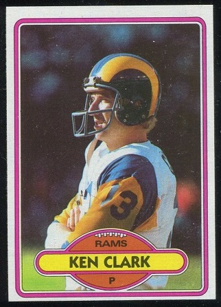 Ken Clark 1980 Topps football card