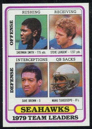 Seahawks 1979 Team Leaders 1980 Topps football card