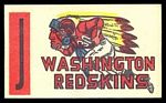 1961 Topps Flocked Stickers Washington Redskins
