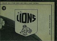 back of 1964 Topps CFL BC Lions football card