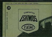 back of 1964 Topps CFL Edmonton Eskimos football card