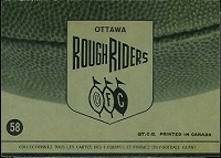 back of 1964 Topps CFL Ottawa Rough Riders football card