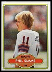 Phil Simms 1980 Topps football card