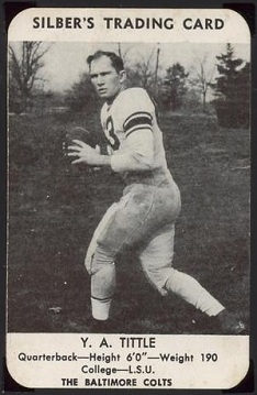 1949 Silber's Bakery Colts Y.A. Tittle pre-rookie football card
