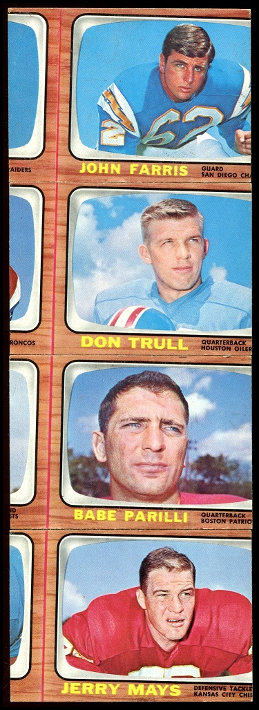 Miscut 1966 Topps football cards