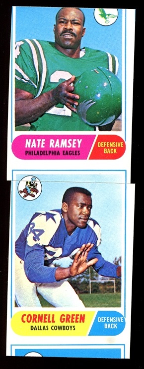 Miscut 1968 Topps football cards