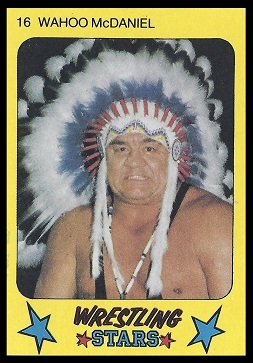 Wahoo McDaniels 1986 Monty Gum wrestling card